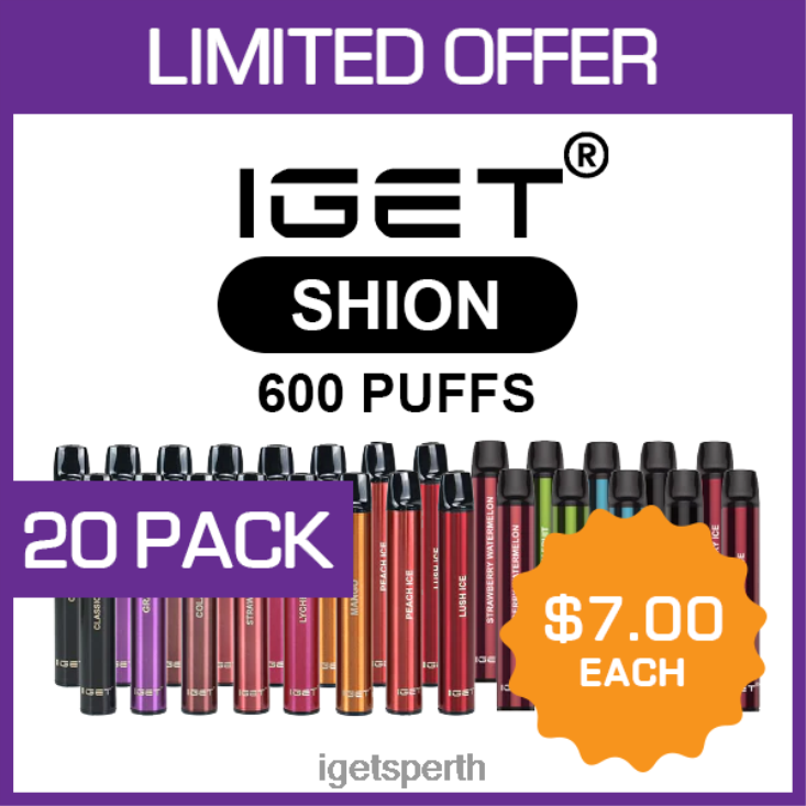 IGET SHION - 600 PUFFS - 20 PACK 40Z8506
