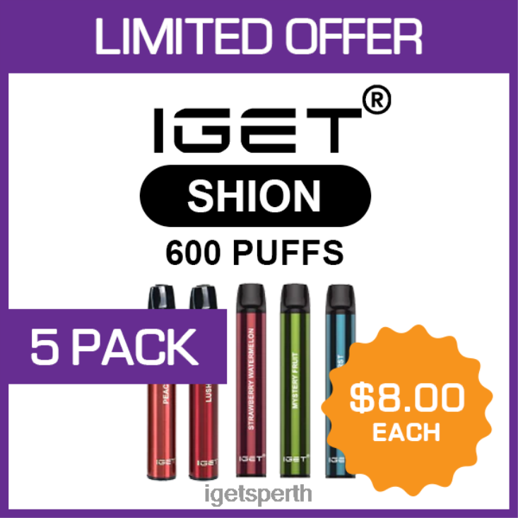 IGET SHION - 600 PUFFS - 5 PACK 40Z8480